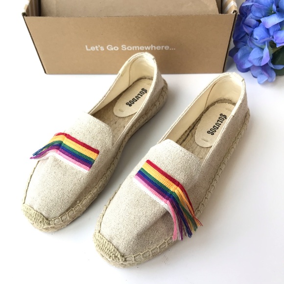 NWT SOLUDOS Rainbow Pride Espadrille Smoking Flats - Picture 9 of 13